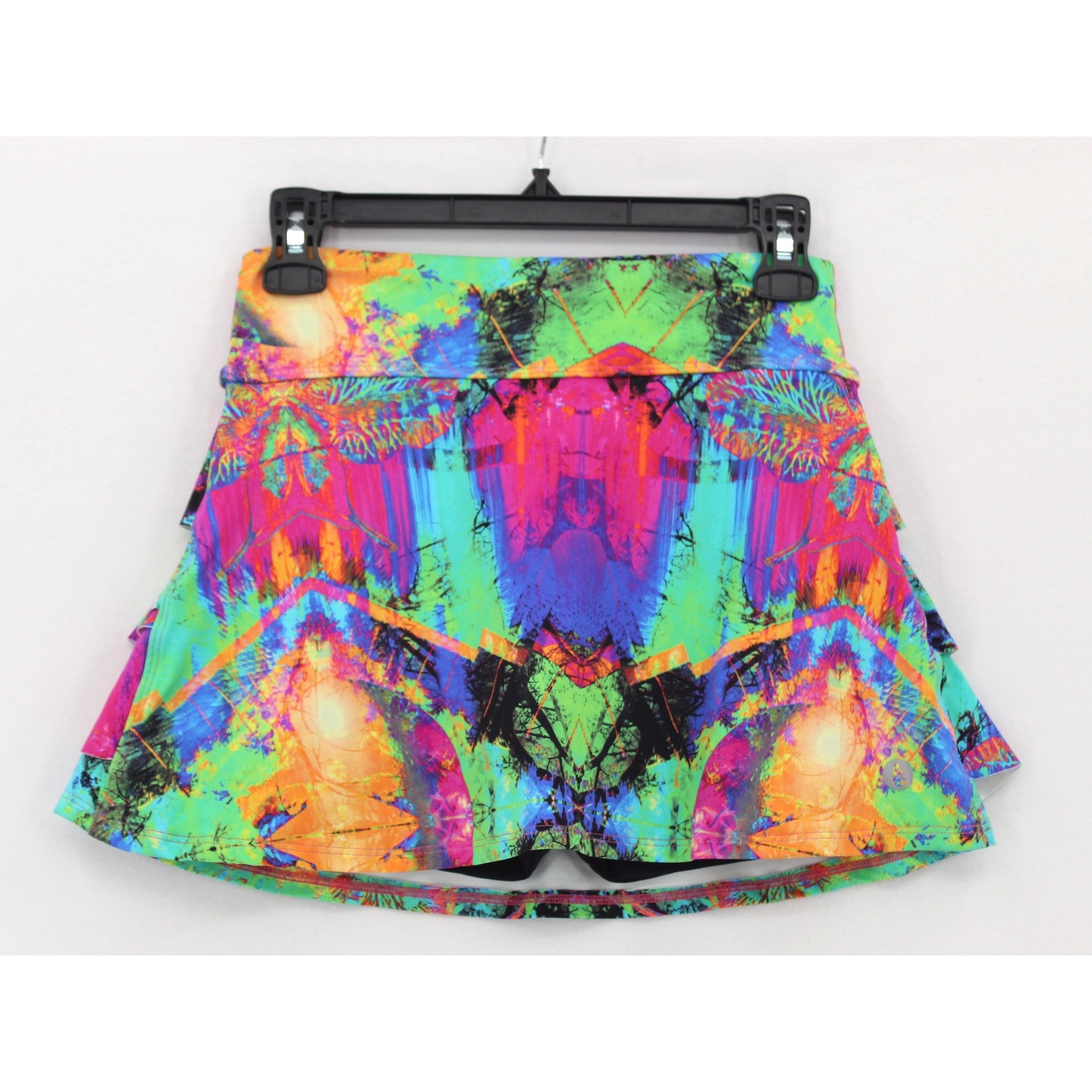 Dona Jo Shakira Skirt Small Surreal Multi Color Ruffle Back Tennis Pockets